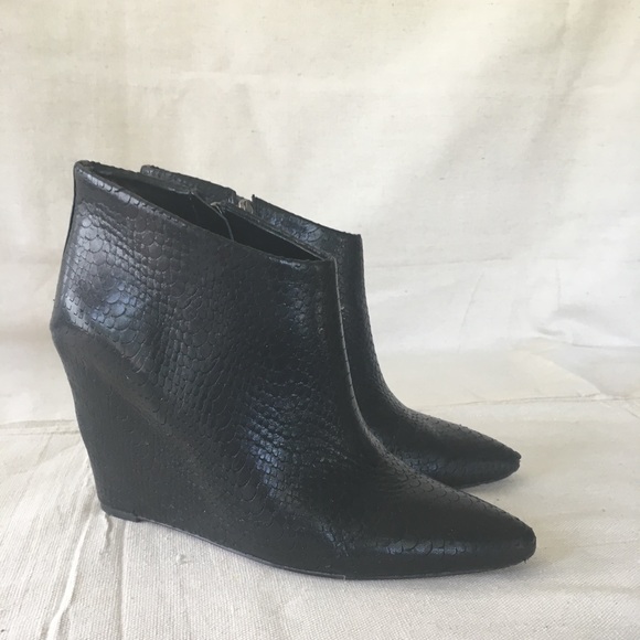 Black Ankle Wedge Boots - Picture 2 of 9